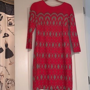 Taylor Pink/Tan 3/4 Length Sleeve Dress